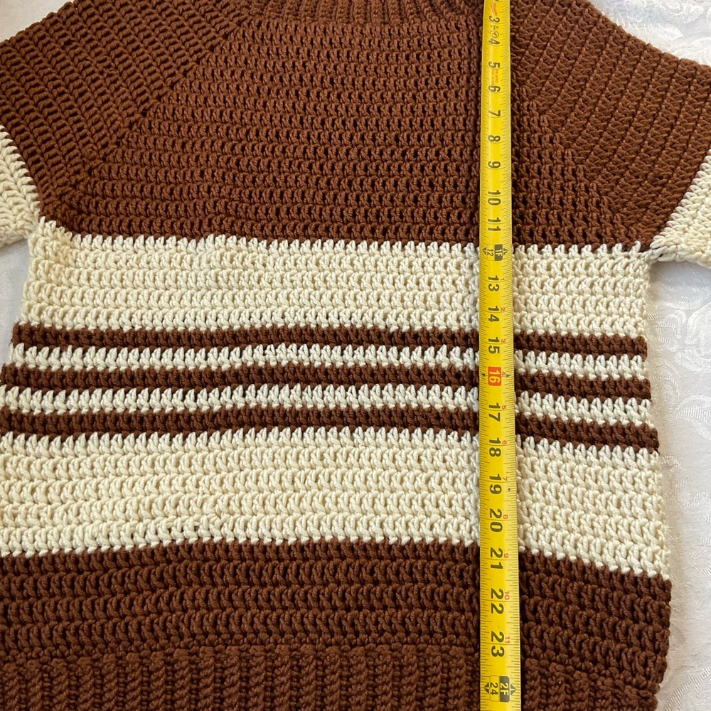 Unbranded Hand Made Braided Brown White Braided Knit Sweater Women Size Large - Picture 6 of 7